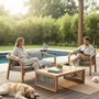 Canapés de jardin - Salon extérieur en teck massif et corde Olefin - SBH3 - BALINAISA