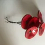 Floral decoration - Small Red Glass Flower For Outside On Flexible Stem - CARNEOL GLASS