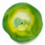 Floral decoration - Yellow-Green large (18 cm) swirling  glass flower - CARNEOL GLASS