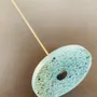 Floral decoration - Round small glass flower for outdoor use in aqua, black colour with 43 cm stainless steel stem - CARNEOL GLASS