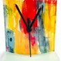 Clocks - Amasonas yellow-blue table clock in size 12x14 cm - CARNEOL GLASS