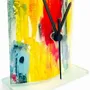 Clocks - Amasonas yellow-blue table clock in size 12x14 cm - CARNEOL GLASS