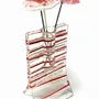 Vases - Small transparent 8x13 cm vase with red-white stripes and with 3 small flowers - CARNEOL GLASS