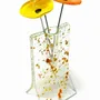 Vases - Small transparent 8x13 cm yellow-orange spotty vase with 3 small flowers - CARNEOL GLASS