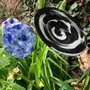 Floral decoration - Extra large 35 cm diameter glass flower for outdoors in white-gray-black color on a 100 cm stainless steel stem - CARNEOL GLASS
