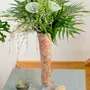 Floral decoration - Medium -sized glass calabel flower for outdoor in transparent-white colour with 43 cm stainless steel stem. - CARNEOL GLASS