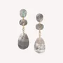 Jewelry - Long post earrings with 3 black lip elements - Fluorite - NATURE BIJOUX