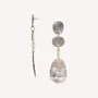 Jewelry - Long post earrings with 3 black lip elements - Fluorite - NATURE BIJOUX
