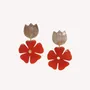 Bijoux - Boucles d'oreilles clips top nacre et fleur rouge - Son Jardin - NATURE BIJOUX