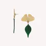 Jewelry - Post earrings with ginkgo top & leaf pendant - Son Jardin - NATURE BIJOUX