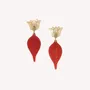 Jewelry - Post earrings with tulip top & red leaf pendant - Son Jardin - NATURE BIJOUX