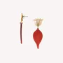 Jewelry - Post earrings with tulip top & red leaf pendant - Son Jardin - NATURE BIJOUX