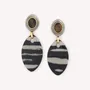 Jewelry - Post earrings with black lip & tiger eyes top - Zebra - NATURE BIJOUX