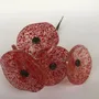 Floral decoration - Small Glass Flower in Transp.-Red On Flexible stem - CARNEOL GLASS