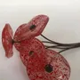 Floral decoration - Small Glass Flower in Transp.-Red On Flexible stem - CARNEOL GLASS