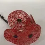 Floral decoration - Small Glass Flower in Transp.-Red On Flexible stem - CARNEOL GLASS