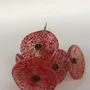 Floral decoration - Small Glass Flower in Transp.-Red On Flexible stem - CARNEOL GLASS