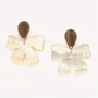 Bijoux - Boucles d'oreilles poussoir grand modèle fleur nacre dorée - Fioria - NATURE BIJOUX