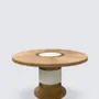 Dining Tables - Lune Table in Gold Limed Oak, Brass and Leather - DUISTT