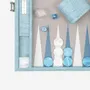 Objets de décoration - Jeu de Backgammon Bleu - Cuir Vegan Alligator - Medium - VIDO LUXURY BOARD GAMES