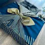 Gifts - Reusable Gift Wrap – Golden Hen Blue - CARÉDEAU PAPIER CADEAU RÉUTILISABLE