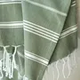 Bath towels - ORGANIC COTTON FOUTA - HAMMAM Collection - FIR GREEN COLOR - KARAWAN AUTHENTIC