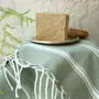 Bath towels - ORGANIC COTTON FOUTA - HAMMAM Collection - FIR GREEN COLOR - KARAWAN AUTHENTIC