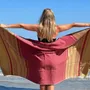 Bath towels - ORGANIC COTTON FOUTA - SAND Collection - SAND COLOR & RED OCHRE - KARAWAN AUTHENTIC