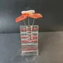 Vases - Small transparent 8x13 cm vase with red-white stripes and with 3 small flowers - CARNEOL GLASS