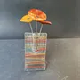 Vases - Small vase set with 3 flowers in transparent red-orange - CARNEOL GLASS