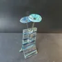 Vases - Petit vase transparent de 8x13 cm à rayures bleu-blanc clair et orné d - CARNEOL GLASS