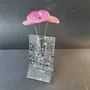 Vases - Petit vase transparent 8x13 cm fuchsia-blanc-noir à pois avec 3 petites fleurs - CARNEOL GLASS
