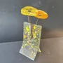 Vases - Small transparent 8x13 cm yellow-orange spotty vase with 3 small flowers - CARNEOL GLASS