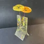 Vases - Small transparent 8x13 cm yellow-orange spotty vase with 3 small flowers - CARNEOL GLASS