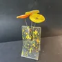 Vases - Small transparent 8x13 cm yellow-orange spotty vase with 3 small flowers - CARNEOL GLASS