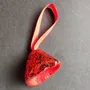 Other Christmas decorations - Large red-black glass bell on elegant ribbon hanger - CARNEOL GLASS