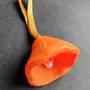 Other Christmas decorations - Large orange glass bell on elegant ribbon hanger - CARNEOL GLASS