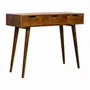 Autres tables  - Artisan Furniture Coiffeuse Pliable en Bois Massif Châtaignier, 2 Tiroirs, 4 Compartiments de Rangement avec Miroir, Marron Foncé - ARTISAN FURNITURE