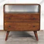 Chests of drawers - Artisan Furniture Solid Wood Curved Nordic Charm Chest, 2 Drawers, 1 Open Slot, Dark Brown - ARTISAN FURNITURE