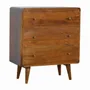 Chests of drawers - Artisan Furniture Solid Wood Curved Chestnut Chest, 3 Drawers, Dark Brown - ARTISAN FURNITURE