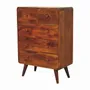Chests of drawers - Artisan Furniture Solid Wood 2 over 3 Curved Chestnut Chest, Nordic Legs, Dark Brown - ARTISAN FURNITURE
