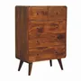 Chests of drawers - Artisan Furniture Solid Wood 2 over 3 Curved Chestnut Chest, Nordic Legs, Dark Brown - ARTISAN FURNITURE