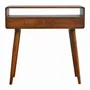 Console table - Artisan Furniture Solid Wood Curved Chestnut Console Table, 2 Drawers, 1 Open Slot, Dark Brown - ARTISAN FURNITURE