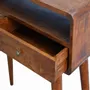 Console table - Artisan Furniture Solid Wood Curved Chestnut Console Table, 2 Drawers, 1 Open Slot, Dark Brown - ARTISAN FURNITURE