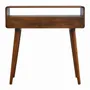 Console table - Artisan Furniture Solid Wood Curved Chestnut Console Table, 2 Drawers, 1 Open Slot, Dark Brown - ARTISAN FURNITURE