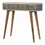 Console table - Artisan Furniture Solid Wood Edessa Bone Inlay Console Table, 1 Drawer, Black and White - ARTISAN FURNITURE