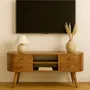 TV stands - Artisan Furniture Solid Wood Rounded Entertainment Unit, 4 Drawers, 2 Shelves, Brown - ARTISAN FURNITURE