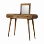 Other tables - Artisan Furniture Solid Wood Oak-ish Round Dressing Table, 3 Drawers and Foldable Mirror, Beige - ARTISAN FURNITURE