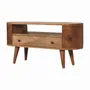 Meubles TV - Artisan Furniture en bois massif Mini Arrondi Meuble TV, 1 Tiroir et Ouvert Étagère, Beige - ARTISAN FURNITURE