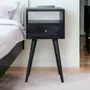 Night tables - Artisan Furniture Solid Wood Mini Ash Black Nightstand, 1 Drawer, 1 Open Slot, Ash Black - ARTISAN FURNITURE